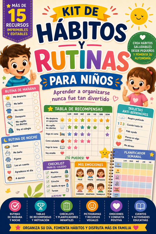 KIT DE HABITOS Y RUTINAS PARA NIÑOS FELICES